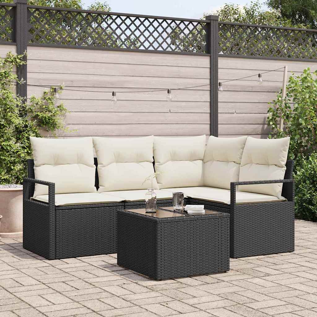 Garten-Sofa-Set mit Kissen mit Speicher 5 pcs Braun und Creme